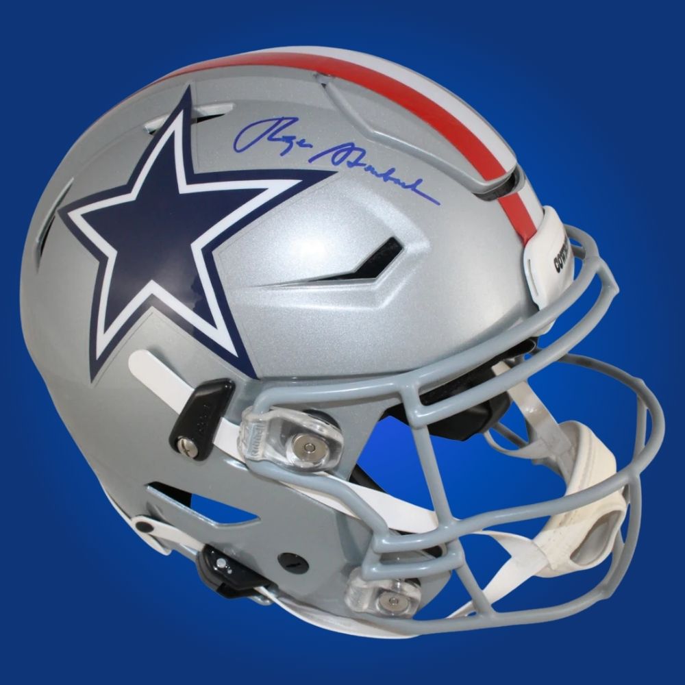 Roger Staubach Signed Dallas Cowboys 76 TB Silver SpeedFlex Authentic Helmet