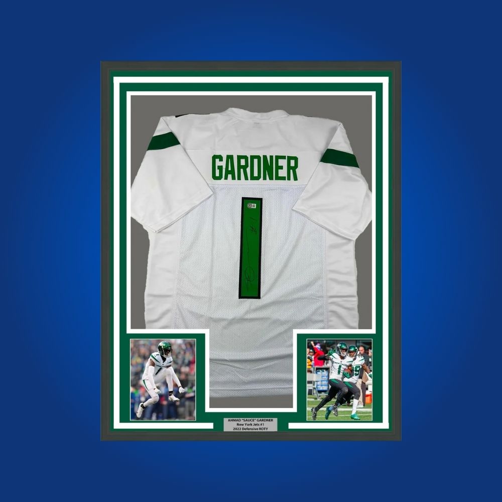 Sauce Gardener Signed Full Framed Custom New York Jets Jersey