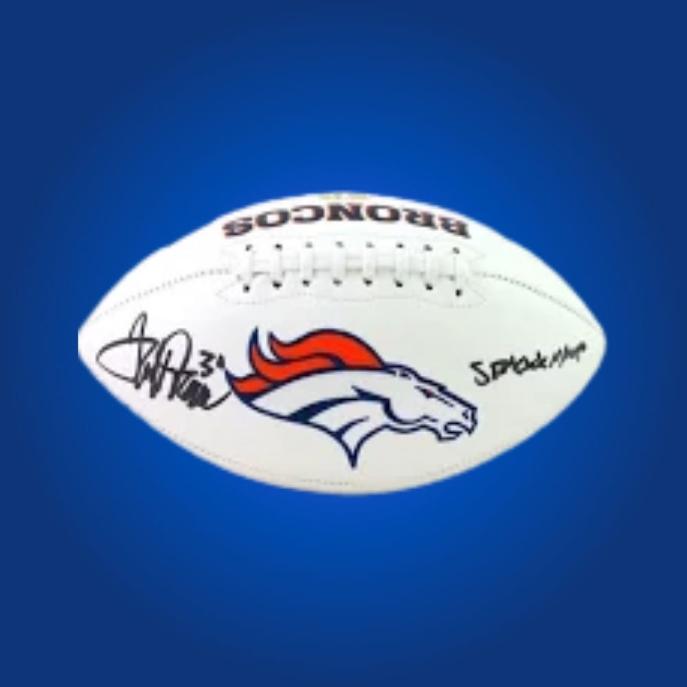 Terrell Davis signed Denver Broncos logo football, a must-have for dedicated Broncos supporters, certified authentic for lasting value.