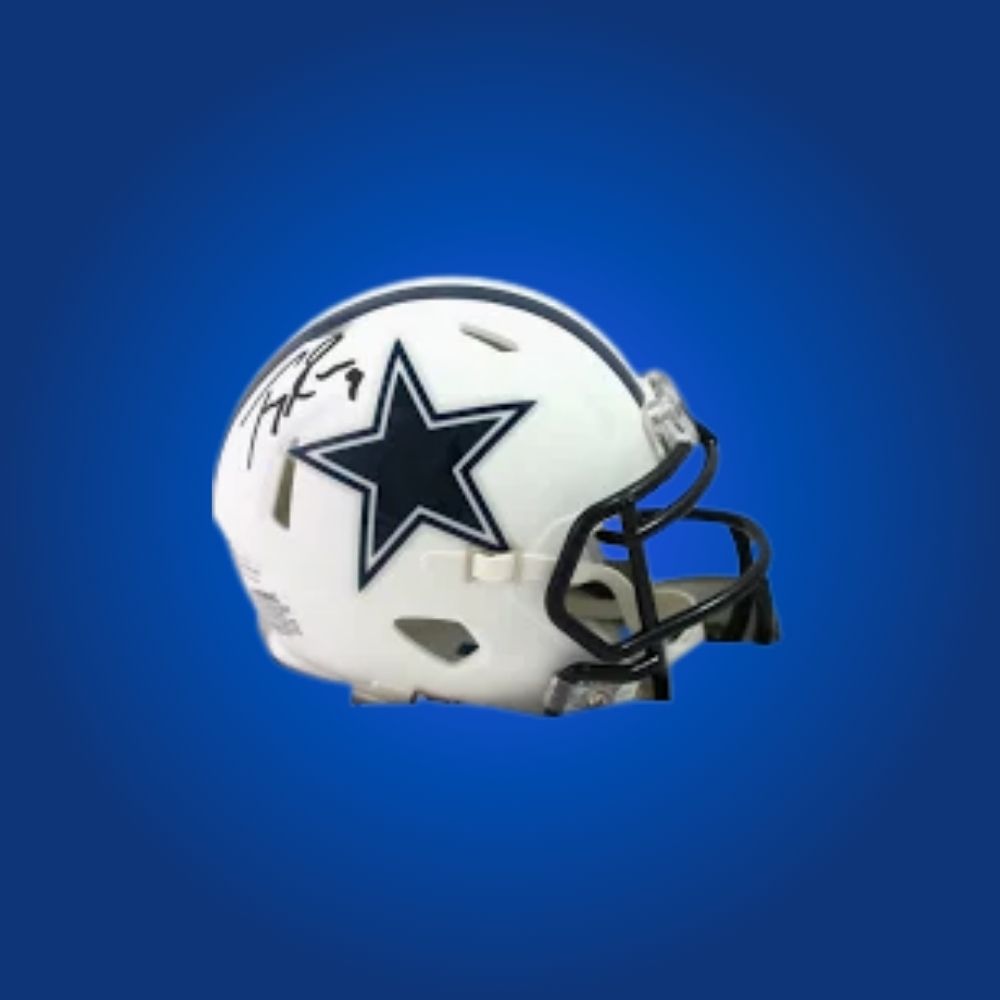 Dallas Cowboys White Flat Speed Mini Helmet signed by Tony Romo, Certificate of Authenticity included