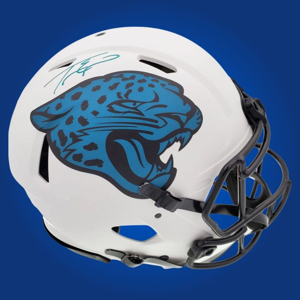Travis Etienne Signed Jacksonville Jaguars Lunar Speed Replica Helmet