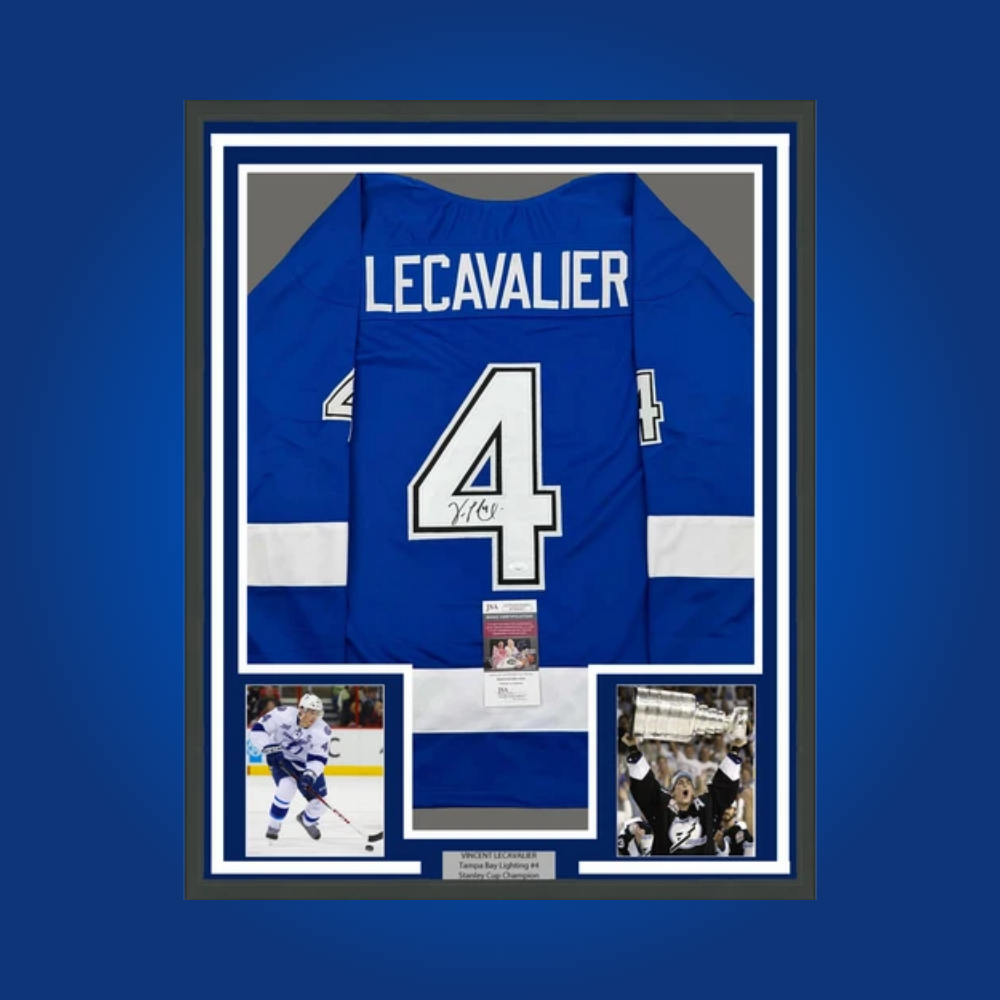 Vincent LeCavalier Signed Tampa Bay Lightning Full Framed Blue Jersey
