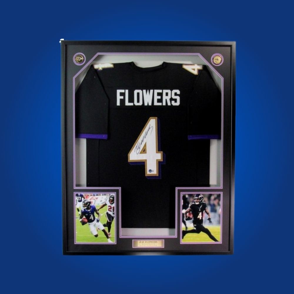 Zay Flowers Signed Full Framed Custom Baltimore Ravens Jersey