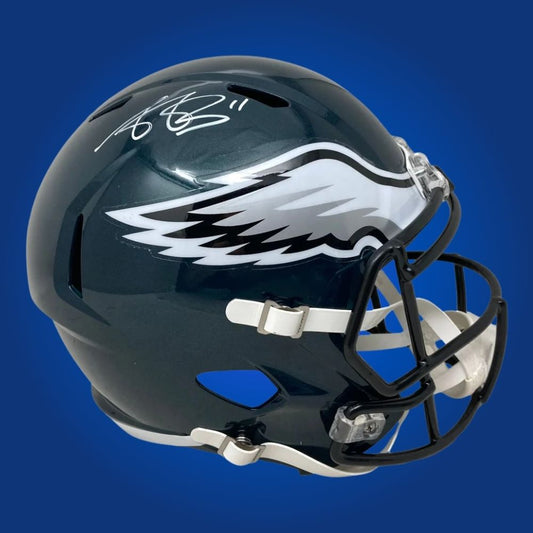 AJ Brown signed Philadelphia Eagles Green Speed Flex replica helmet