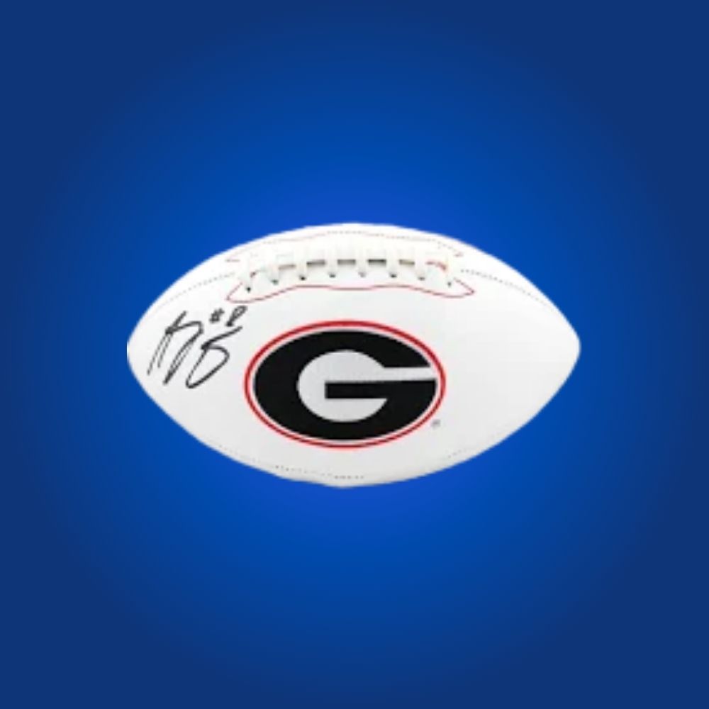 AJ Green autographed Georgia Bulldogs white logo football, premium memorabilia for devoted Bulldogs supporters.