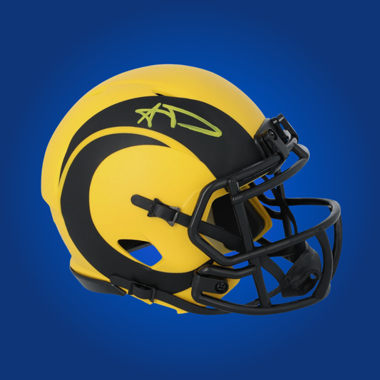 Los Angeles Rams mini helmet signed by Aaron Donald with Certificate of Authenticity