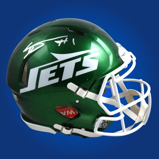 Ahmad Sauce Gardner signed New York Jets Green SpeedFlex Authentic Helmet
