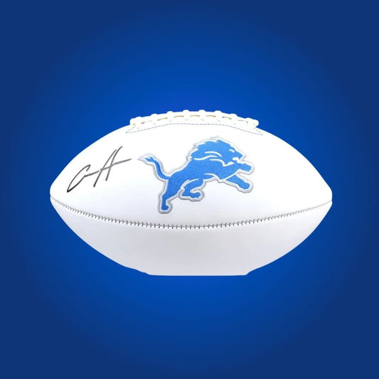 Aiden Hutchinson signed Detroit Lions logo football, a standout piece for Lions supporters, certified authentic and great for display.