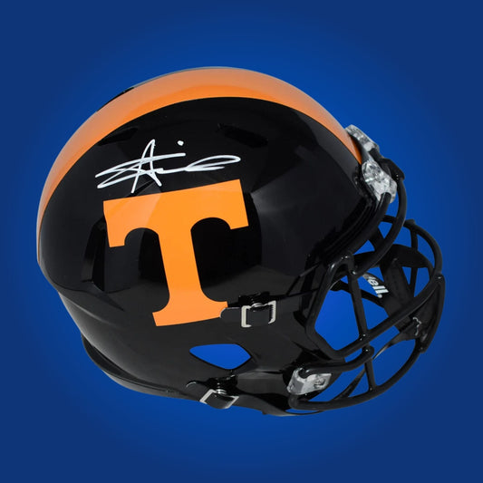 Autographed Tennessee Volunteers full size replica helmet signed by Alvin Kamara, presented on a white background. SportsMarkets memorabilia image.