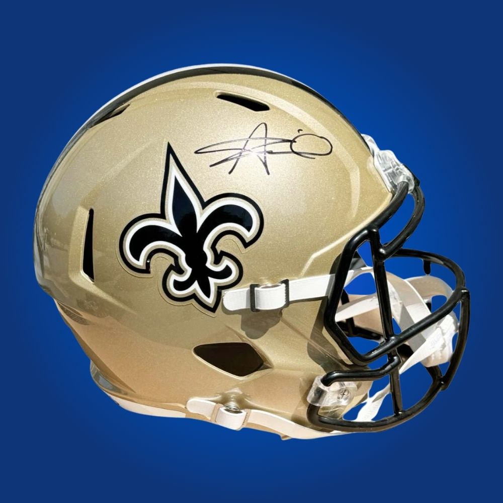 Alvin Kamara, signed New Orleans Saints gold speed replica helmet