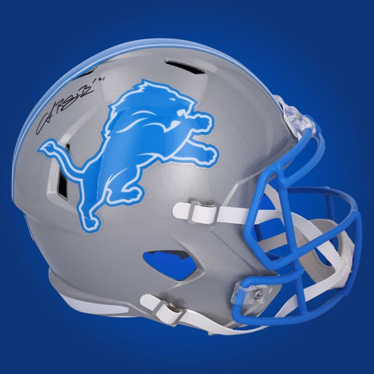 Amon-Ra St. Brown, signed Detroit Lions grey speed replica helmet