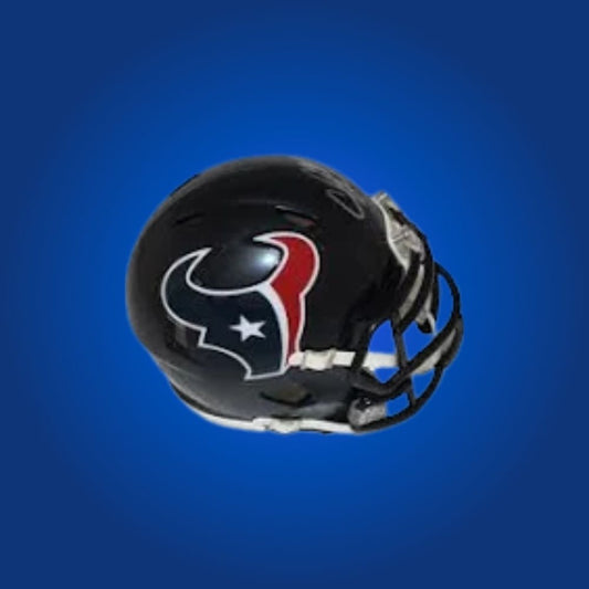 Houston Texans Navy Blue Speed Mini Helmet signed by Andre Johnson, Certificate of Authenticity included