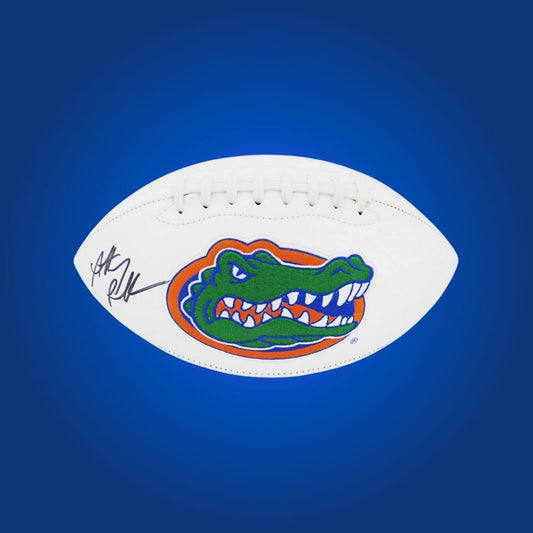 Anthony Richardson signed Florida Gators white logo football, premium collectible for Florida fans and memorabilia collectors.