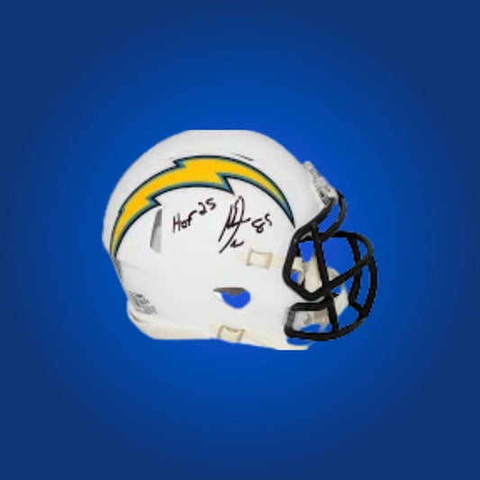Los Angeles Chargers Lunar Speed Mini Helmet autographed by Antonio Gates, Certificate of Authenticity included