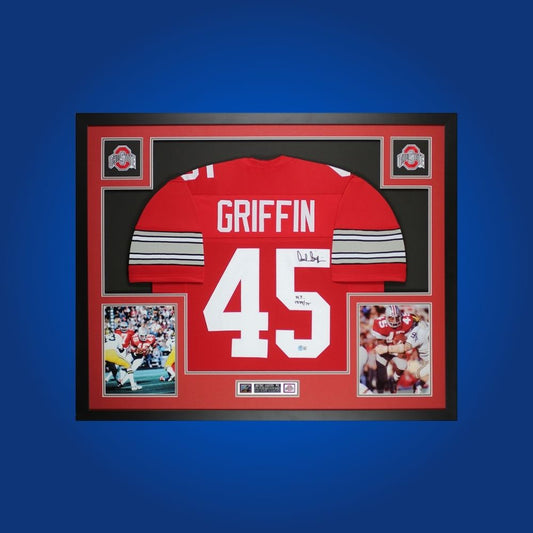 Archie Griffin Signed Full Framed Custom Ohio State Buckeyes Jersey – autographed memorabilia, two-time Heisman winner collectible, centerpiece for Buckeyes fans.