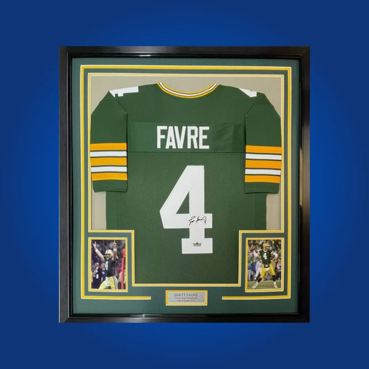 Brett Favre Signed Full Framed Custom Packers Green Jersey