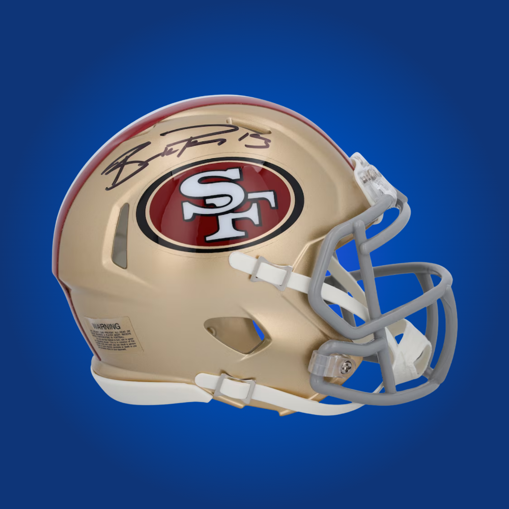 San Francisco 49ers mini helmet signed by Brock Purdy with Certificate of Authenticity