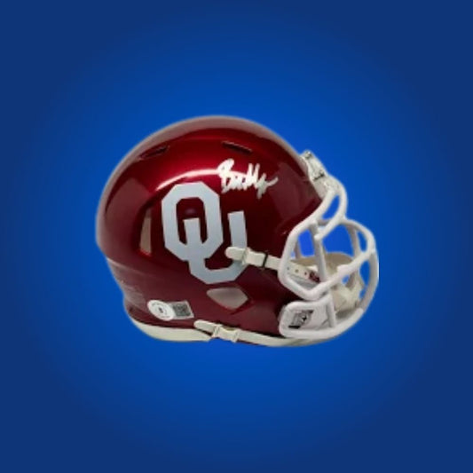 Baker Mayfield signed Oklahoma Sooners mini helmet—prized item for Oklahoma supporters and Mayfield fans.