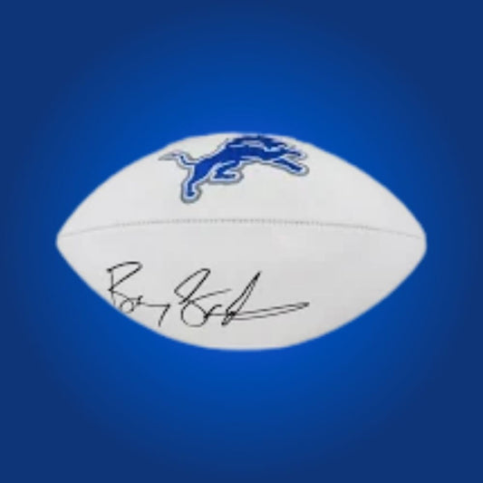 Barry Sanders signed Detroit Lions logo football, a marquee collectible for Lions fans, authenticated for value and legacy.