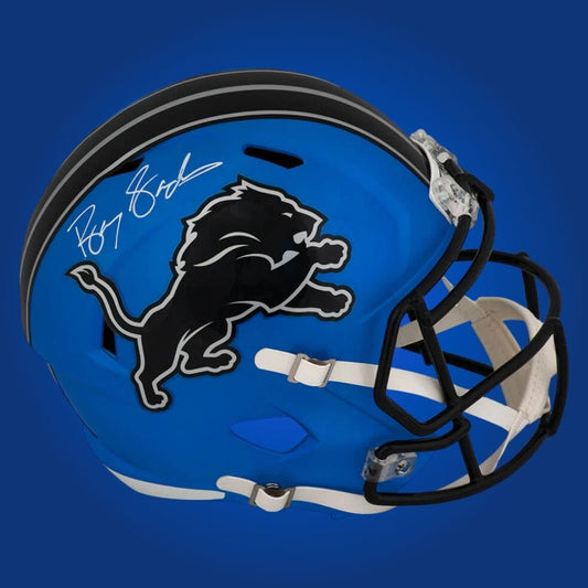 Barry Sanders Signed Detroit Lions Blue Alt  Replica Helmet