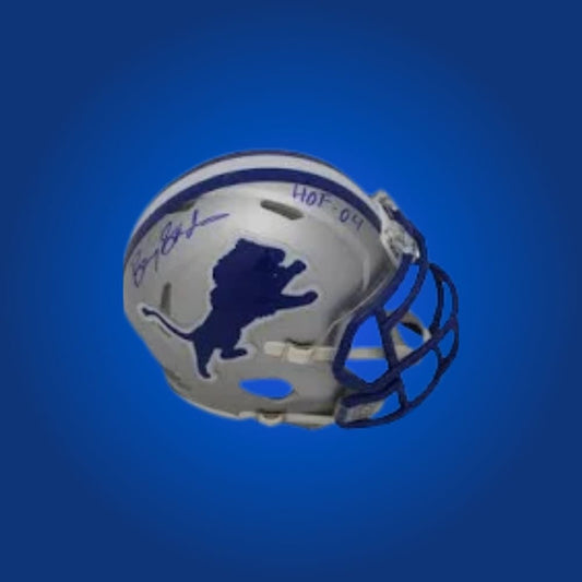 Detroit Lions Silver Speed Mini Helmet signed by Barry Sanders, Certificate of Authenticity included