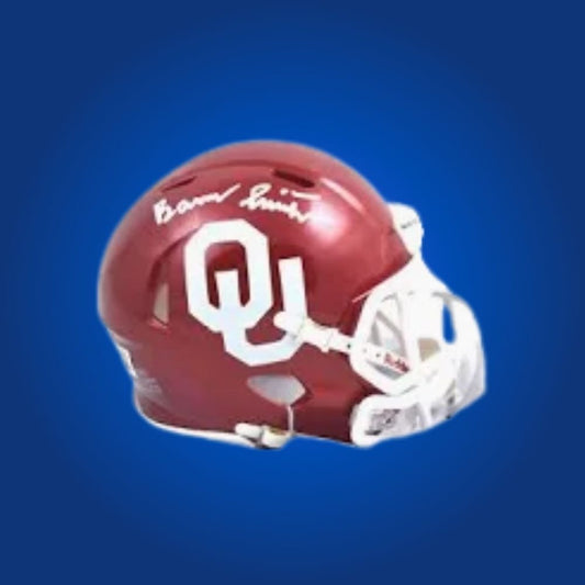 Barry Switzer signed Oklahoma Sooners mini helmet—must-have for Oklahoma fans and collectors of coaching memorabilia.