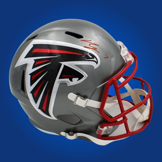 Drake London signed Atlanta Falcons black speed replica helmet