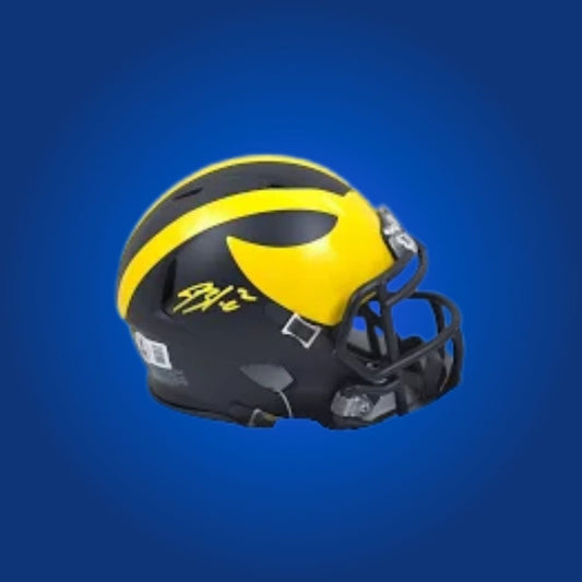 Blake Corum signed Michigan Wolverines mini helmet—perfect for Wolverines supporters and Corum memorabilia collectors.