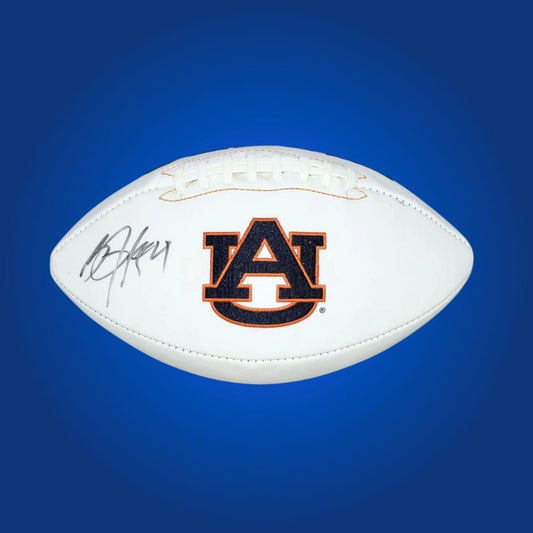Bo Jackson signed Auburn Tigers white logo football, prized memorabilia for Auburn supporters and collectors.