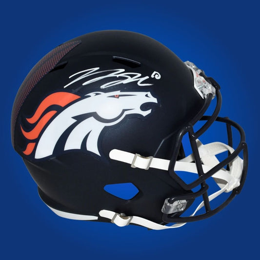 Bo Nix signed Denver Broncos blue speed replica helmet with COA