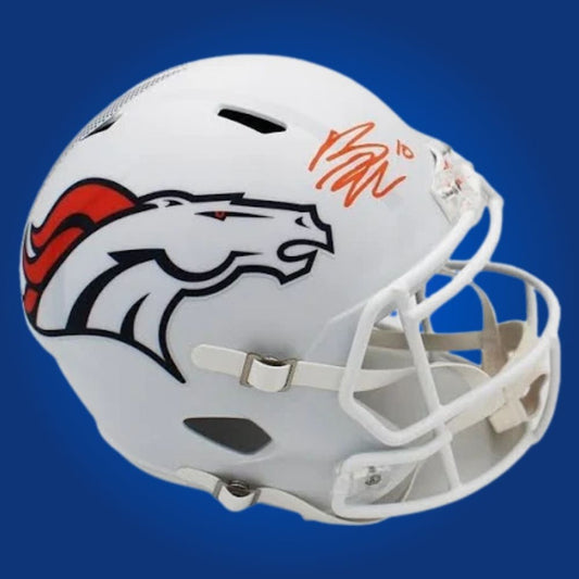 Bo Nix  Signed Denver Broncos F/S Alt White Speed Replica Helmet