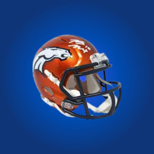 Denver Broncos Orange Flash Speed Mini Helmet autographed by Bo Nix, Certificate of Authenticity included