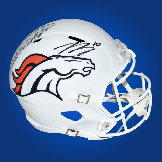 Bo Nix signed Denver Broncos white speed helmet lunar eclipse BAS