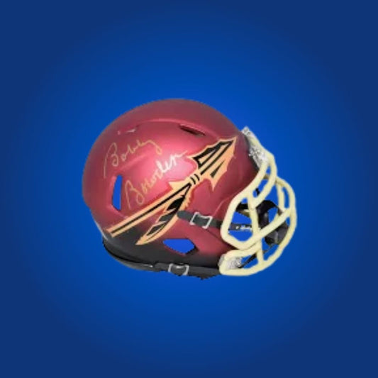 Bobby Bowden signed Florida State Seminoles mini helmet—legendary coach collectible for Florida State fans and sports memorabilia seekers.