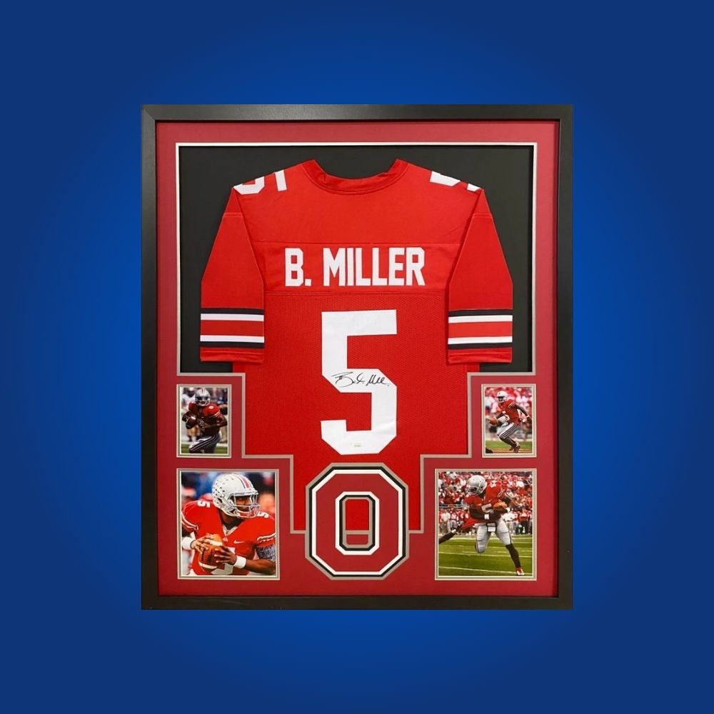 Braxton Miller Signed Full Framed Custom Ohio State Buckeyes Jersey – autographed memorabilia, dynamic playmaker collectible, must-have for Buckeyes enthusiasts.