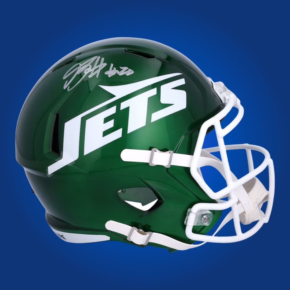 Breece Hall signed New York Jets green speed replica helmet