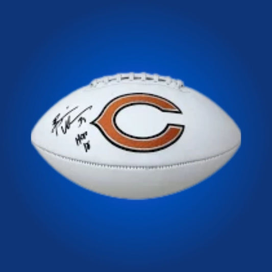 Brian Urlacher signed Chicago Bears logo football, a Hall of Fame collectible for serious fans, authenticated for display.