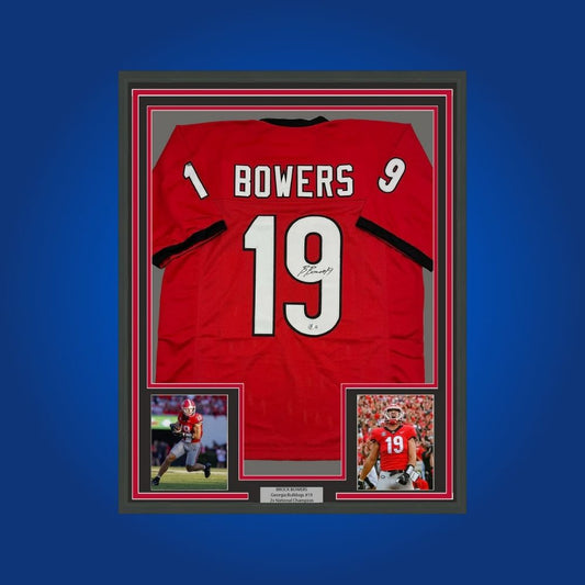 Brock Bowers Signed Full Framed Custom Georgia Bulldogs Jersey – autographed memorabilia, star tight end collectible, ideal for Georgia supporters.