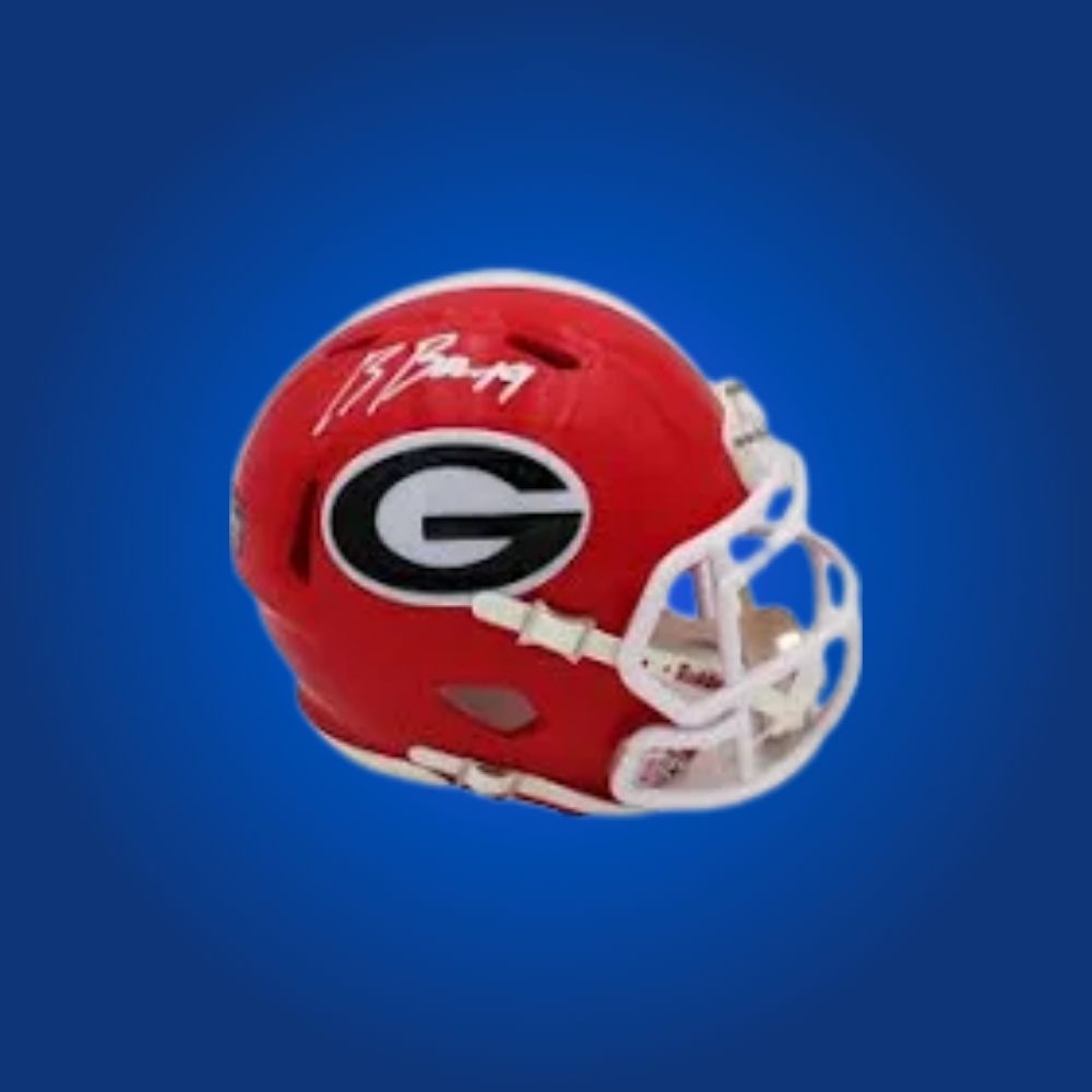 Brock Bowers signed Georgia Bulldogs mini helmet, perfect for Bulldogs fans and sports memorabilia collectors.