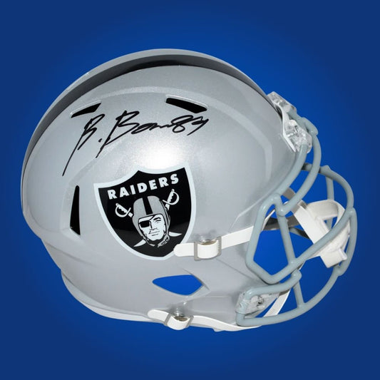 Brock Bowers, signed Las Vegas Raiders silver speed replica helmet