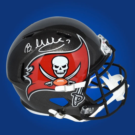 Bucky Irving signed Tampa Bay Bucs grey SpeedFlex replica helmet