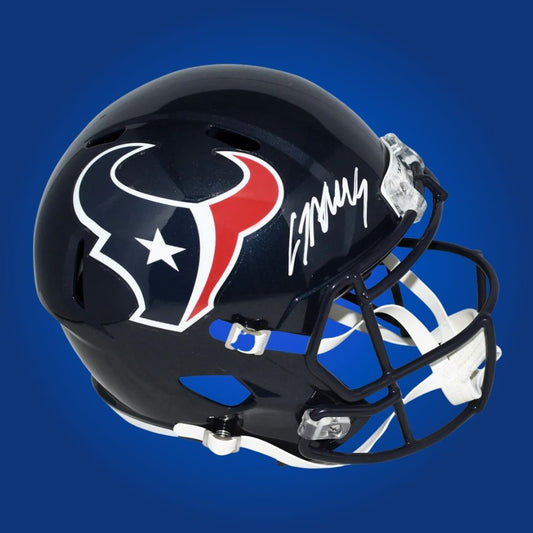 CJ Stroud, signed Houston Texans blue speed replica helmet