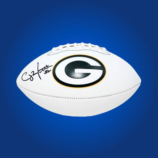 Clay Matthews signed Green Bay Packers embroidered NFL football with white panels and logo, includes Certificate of Authenticity