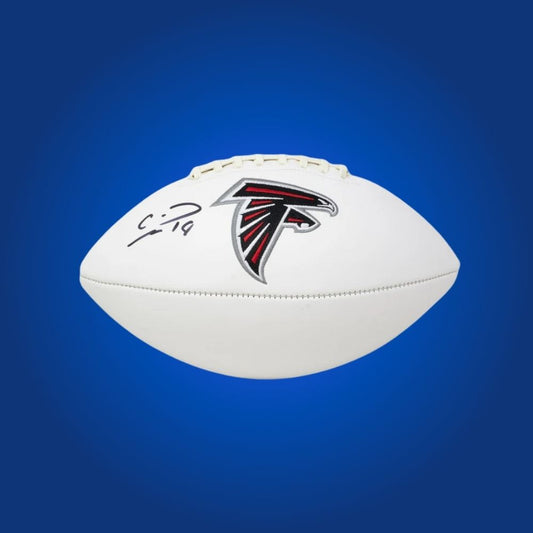 Calvin Ridley signed Atlanta Falcons logo football, perfect for Falcons fans and collectors, certified authentic for peace of mind.