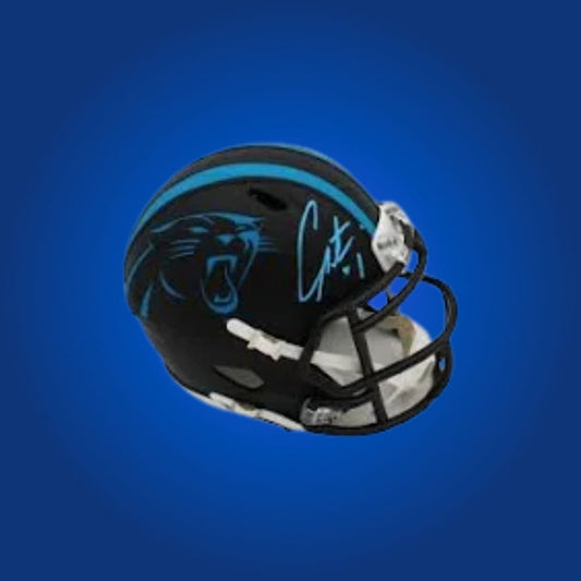 Carolina Panthers Alt Black Speed Mini Helmet signed by Cam Newton, Certificate of Authenticity included
