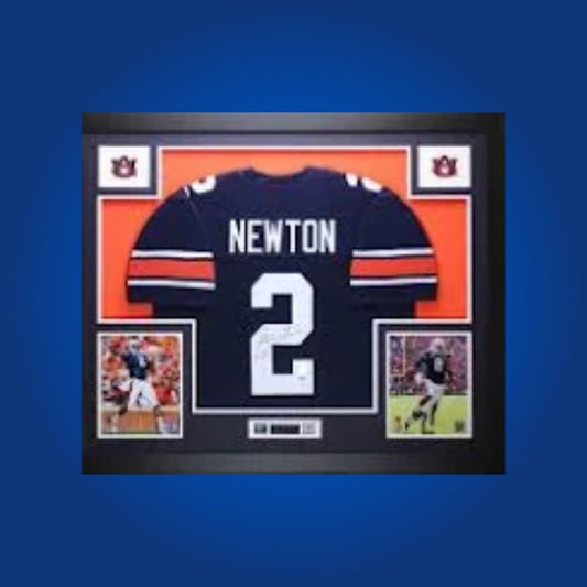 Cam Newton Signed Full Framed Custom Auburn Tigers Jersey – autographed memorabilia, Heisman-winning quarterback collectible, must-have for Auburn fans.