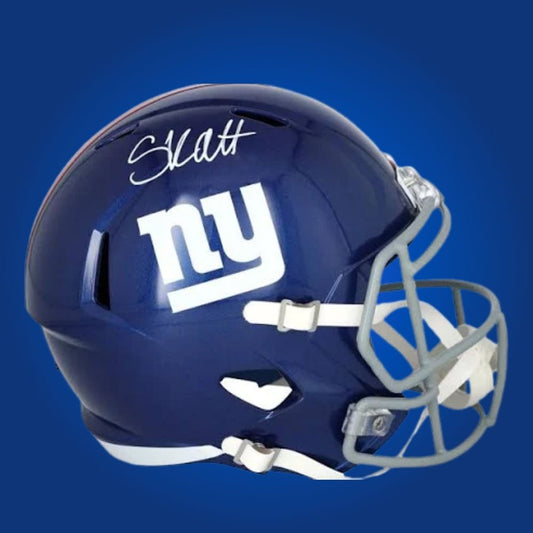 Cam Skattabo signed New York Giants blue speed replica helmet