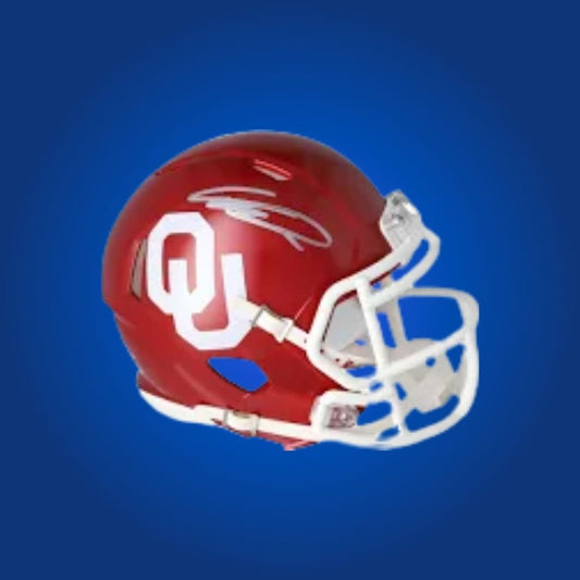CeeDee Lamb signed Oklahoma Sooners mini helmet—sought-after collectible for Oklahoma fans and Lamb enthusiasts.
