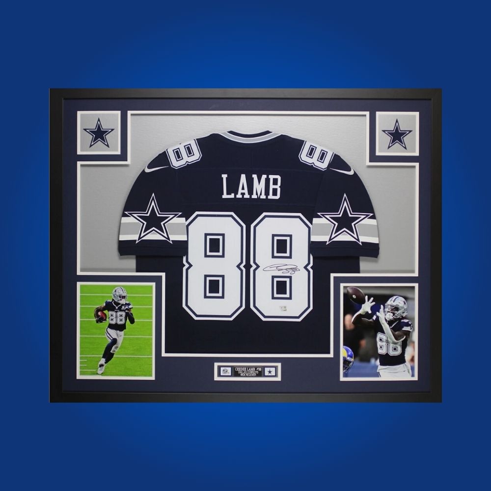 Framed Dallas Cowboys jersey signed by CeeDee Lamb with Certificate of Authenticity