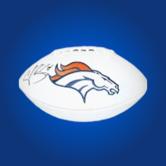 Champ Bailey signed Denver Broncos logo football, a prized collectible for Broncos fans and NFL collectors, authenticated for peace of mind.